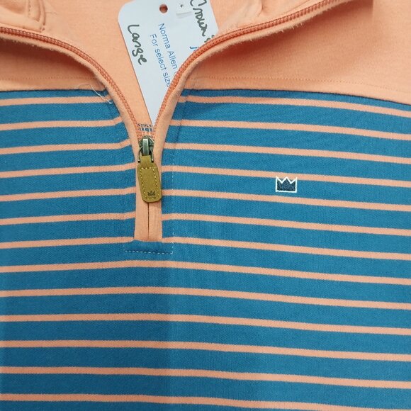 3709 Size Large Crown and Ivy Half Zip Sweatshirt. In Peach and Blue. - Picture 2 of 8
